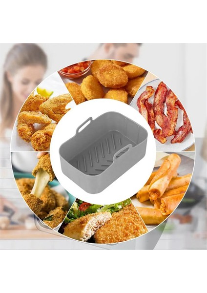 Hava Fritöz Silikon Tencere Yeniden Kullanılabilir Kare Isıya Dayanıklı Kase Taşınabilir Fırın Fırın Tepsisi Pizza Kızarmış Tavuk Izgara Tava (Yurt Dışından) fırsatları