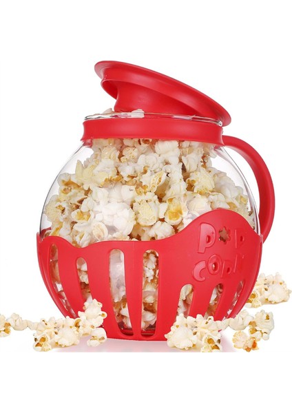 Patlamış Mısır Üreticisi Mikrodalga Atıştırmalık Patlamış Mısır Hava Poppers 2.25 Litre Patlamış Mısır Kase Borosilikat Mutfak Aksesuarları, Kırmızı (Yurt Dışından)