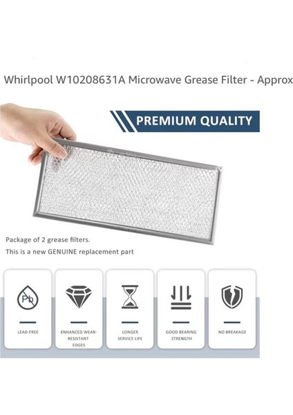 2pcs W10208631A Mikrodalga Gres Filtresi Alüminyum Kafes Filtresi Whirlpool Ge Maytag Mikrodalgaları Filtrenin Yerini Alıyor (Yurt Dışından) fiyatları