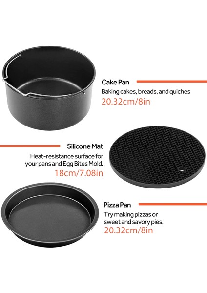 Çift Hava Fritözü Için 6pcs Hava Fritöz Aksesuarları, 4 Barbekü Çubuğu ile Çok Katmanlı Kurutucu Rafı, Kek Tavası, (8 Inç) (Yurt Dışından) fiyatları