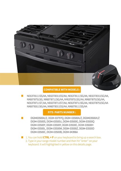 DG94-03500A/Z Soba Düğmesi Soba Parçaları Için Yedek Parçalar DG94-03500U NX60T811SS NX60T8711SG NX60T8711 Için (Yurt Dışından) indirimleri