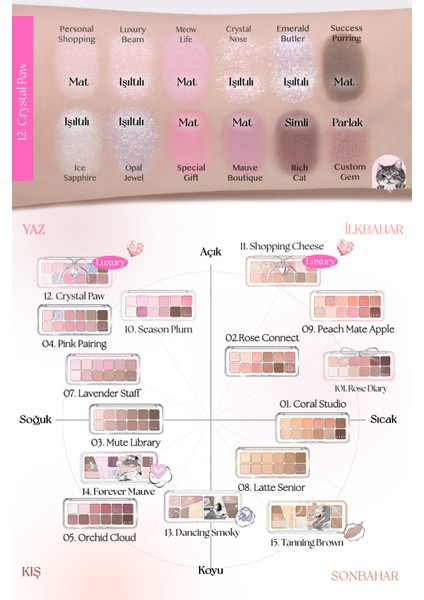 Hafif Dokulu Yoğun Renklere Sahip Göz Farı Paleti CLIO Pro Eye Palette Air (12 Crystal Paw) indirimleri