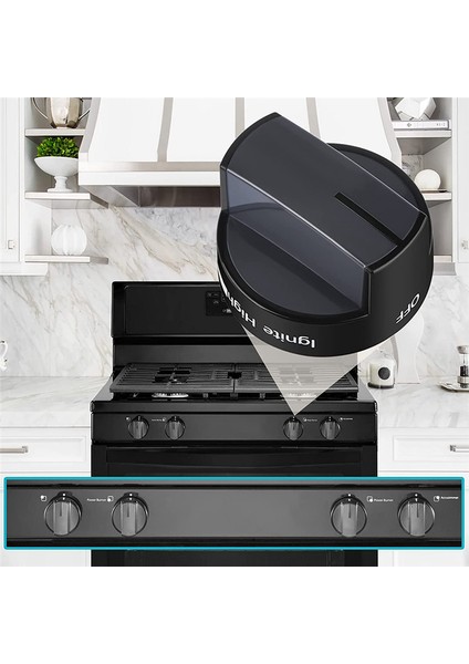 4x W10339442 Soba Düğmesi, Ocak Yüzey Brülör Kontrol Düğmeleri Siyah Yerini WPW10339442 PS11753188 (Yurt Dışından) fırsatları