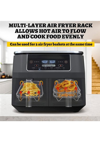 Ninja Çift Hava Fritözü Için Hava Fritöz Rafı, Istiflenebilir Paslanmaz Çelik Kurtu (Yurt Dışından) indirimleri