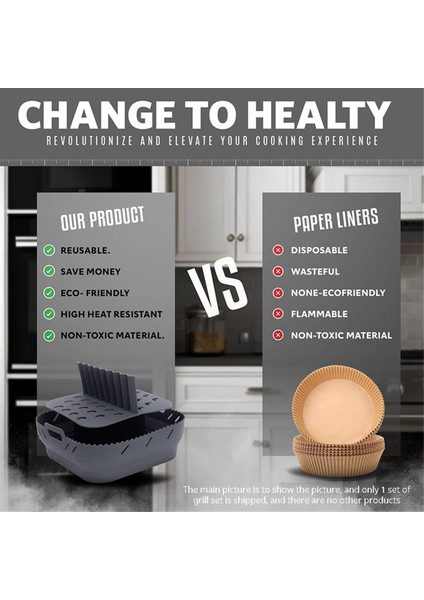 Hava Fritöz Silikon Şekil Sepet Tepsisi Seti Kare Hava Fritöz Izgara Aksesuarları Yeniden Kullanılabilir Hava Fritöz Kalıbı Siyah (Yurt Dışından) indirimleri