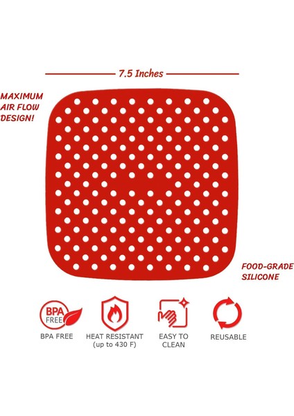 2 Paket Yeniden Kullanılabilir Hava Fritöz Astarları, Kare, Yapışmaz Silikon Hava Fritöz Sepet Paspasları, Hava Fritöz Aksesuarları -7.5 Inç (Yurt Dışından) fırsatları