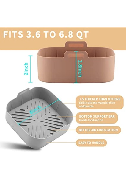 Yeniden Kullanılabilir Airfryer Silikon Sepet Fırın Pişirme Tepsisi Kızarmış Pizza Tavuk Sepeti Temizlenmesi Kolay Hava Fritözü Liner Gri (Yurt Dışından) fiyatları