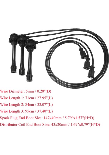 Mitsubishi Montero V6 3.8l 2003-2006 Araç Bujisi Kablo Parçaları Için 3 Adet Buji Kablosu 671-6279, MN153270 (Yurt Dışından) modelleri