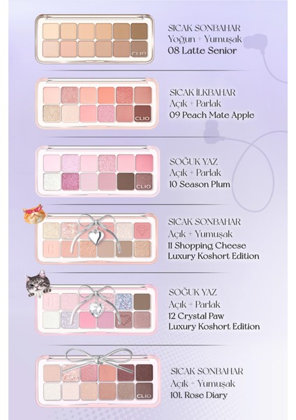 Hafif Dokulu Yoğun Renklere Sahip Göz Farı Paleti CLIO Pro Eye Palette Air (13 Dancing Smoky)