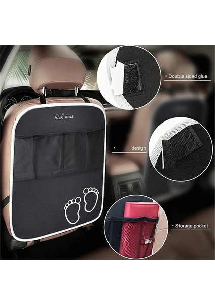 Araba Tekmeleme Matı, Bebek Çocuk Tekmeleme Önleyici Mat Pedi, Çocuklar Için Siyah Arka Koltuk Kılıfı Su Geçirmez Korumalı Depolama Alanı (Yurt Dışından) indirimleri
