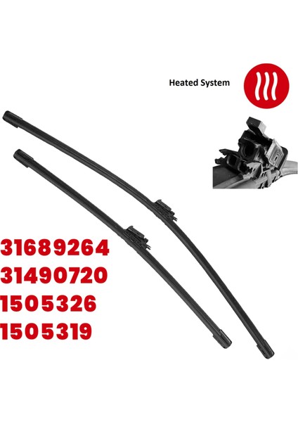 1 Takım Araba Ön Cam Silecek Lastiği Takımı Isıtmalı Yıkayıcı ile 31689264 Volvo XC60 2018-2023 31490720 31689263 (Yurt Dışından) fırsatları