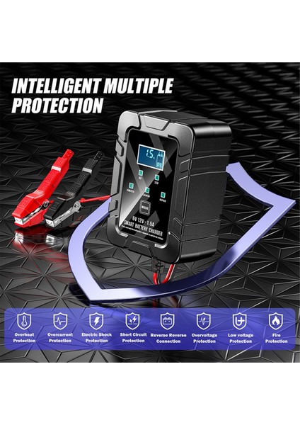 6V 12V 1.5A Akıllı Araba Akü Bakım Cihazı Akü Şarj Cihazı Rv Araba Kamyon Motosiklet Hızlı Şarj Cihazı Ab Fişi (Yurt Dışından)
