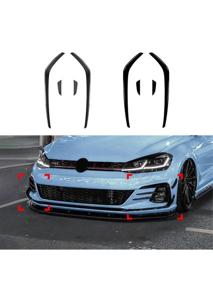 Araba Ön Tampon Spoyleri Ayırıcı Kapağı Yan Dudak Ayırıcı Döşeme Vw Golf 7.5 Golf 7.5 Gtı 2017-2019 Parlak Siyah (Yurt Dışından) modelleri