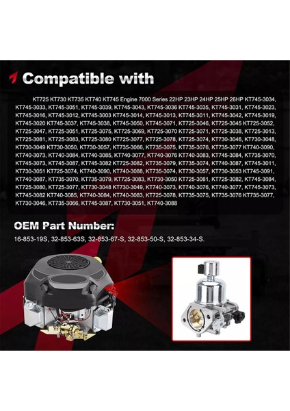 16-853-19S 32-853-67S Kohler KT730 KT735 KT740 KT745 KT725 Için Yakıt Pompası ve Hava Filtresi Kitiyle Karbüratör (Yurt Dışından) fiyatları