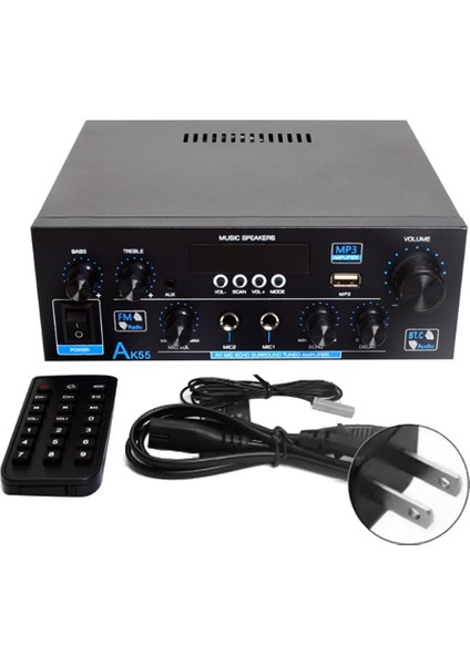 AK55 110-240V Araba Amfisi 900W Maksimum Güç 2.0 Kanal Dereceli 70W+70W Bluetooth Ses Hifi Amp Müzik Çalar Abd Fişi (Yurt Dışından)