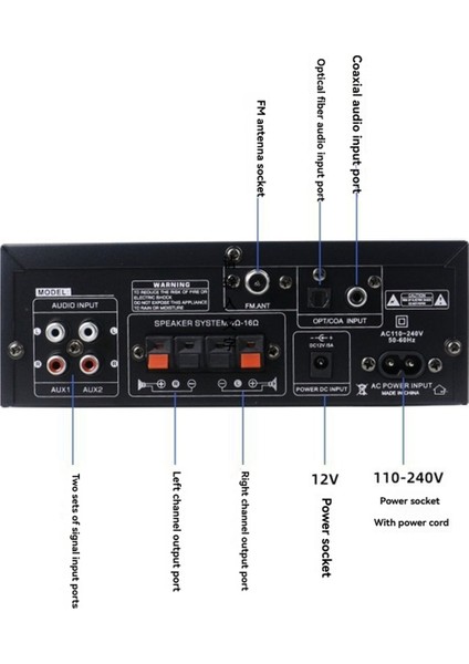 AK55 110-240V Araba Amfisi 900W Maksimum Güç 2.0 Kanal Dereceli 70W+70W Bluetooth Ses Hifi Amp Müzik Çalar Abd Fişi (Yurt Dışından) fırsatları
