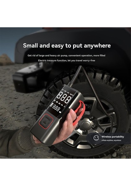 Taşınabilir Elektrikli Hava Pompası Lastik Hava Pompası Araba Bisiklet Moto Çok Amaçlı Kablosuz 150 Psı Hava Pompası Aydınlatmalı (Yurt Dışından)