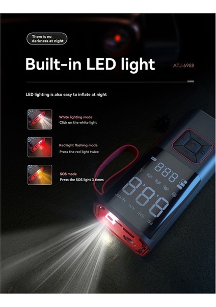 Taşınabilir Elektrikli Hava Pompası Lastik Hava Pompası Araba Bisiklet Moto Çok Amaçlı Kablosuz 150 Psı Hava Pompası Aydınlatmalı (Yurt Dışından) fırsatları