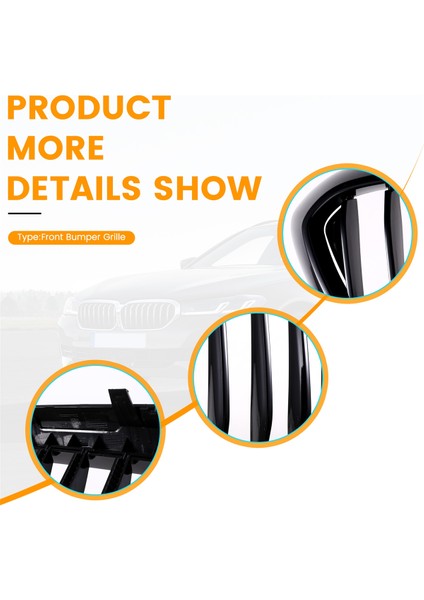 Ön Tampon Izgaraları Tek Çizgi Stil Yarış Izgaraları Bmw 5 Serisi G30/G31/G38 530I 540I 550I Tek Parlak Siyah (Yurt Dışından)