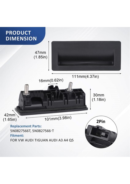 Bagaj Kapağı Kolu Anahtarı 5N0827566T Vw Jetta Caddy Golf Passat Tiguan Touareg Audi A4 A5 A6 Skoda Yeti Seat Alhambra (Yurt Dışından) fiyatları