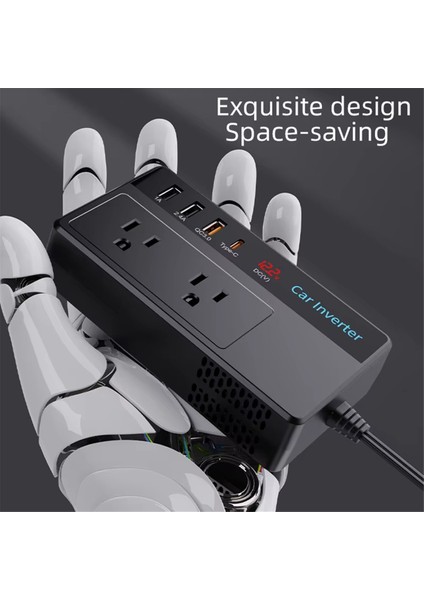 200W Araba Invertörü Dc 12V Ila 110V Ac Güç Invertörleri 3 USB 1 Type-C Port Adaptörü Araba Fişi Dönüştürücü Ekranlı Abd Fişi (Yurt Dışından) indirimleri