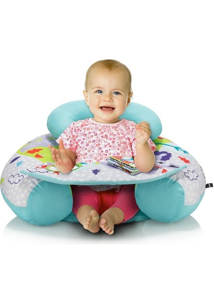 Funny Animals Mavi Sırt Destekli Bebek Yer Minderi 43x60 cm Çıkarılabilir Oyun Paneli