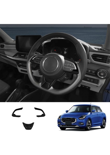 Araba Direksiyon Simidi Trim Sticker Direksiyon Simidi Düğmeleri Trim Iç Aksesuarlar Suzuki Swift 2024 Parlak Siyah (Yurt Dışından) fiyatları