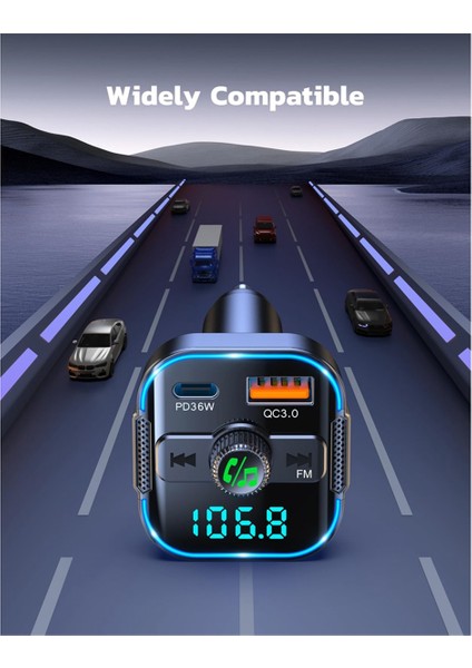 Bluetooth 5.3 Araç Adaptörü Pd+Qc3.0, Fm Vericisi ve Hızlı Araç Şarj Cihazı, Kablosuz Araç Radyo Adaptörü Eller Serbest Kiti (Yurt Dışından) modelleri