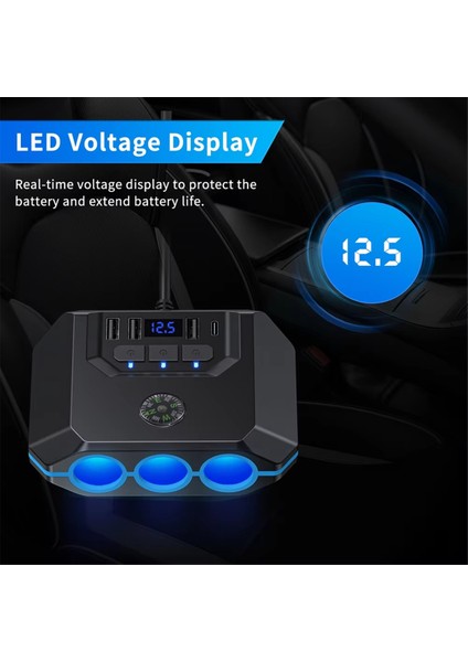 120W 12-24V Araba Çakmak Ayırıcı Adaptörü Otomatik USB Pd Güç Soketi Açık/kapalı Led'li Araba Sigara Ayırıcı Şarj Cihazı (Yurt Dışından) fırsatları