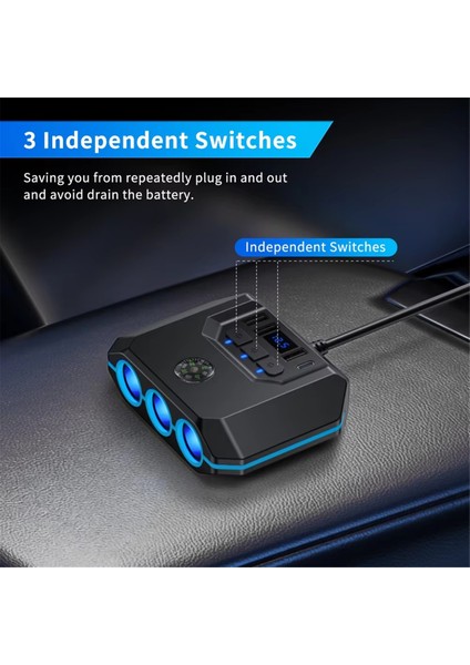 120W 12-24V Araba Çakmak Ayırıcı Adaptörü Otomatik USB Pd Güç Soketi Açık/kapalı Led'li Araba Sigara Ayırıcı Şarj Cihazı (Yurt Dışından) indirimleri