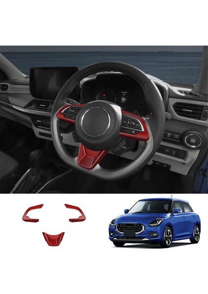 Araba Direksiyon Simidi Trim Sticker Direksiyon Simidi Düğmeleri Trim Iç Aksesuarları Suzuki Swift 2024 Kırmızı (Yurt Dışından) modelleri
