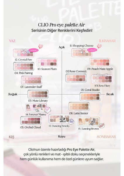 Hafif Dokulu Yoğun Renklere Sahip Göz Farı Paleti CLIO Pro Eye Palette Air (02 Rose Connect) indirimleri