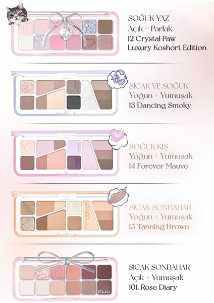 Hafif Dokulu Yoğun Renklere Sahip Göz Farı Paleti CLIO Pro Eye Palette Air (02 Rose Connect)