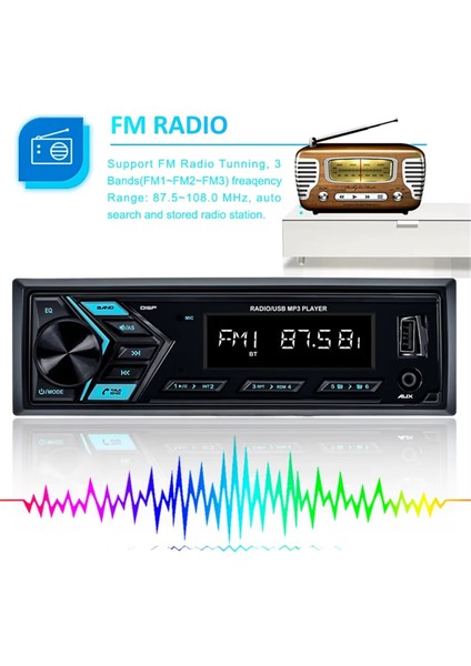 Araba Mp3 Çalar 1 Din USB Fm Radyo Tuner LED Segment Ekranlı Aux Girişi USB Bluetooth Multimedya Oto Radyo Çalar (Yurt Dışından) fiyatları