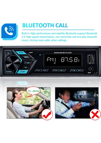 Araba Mp3 Çalar 1 Din USB Fm Radyo Tuner LED Segment Ekranlı Aux Girişi USB Bluetooth Multimedya Oto Radyo Çalar (Yurt Dışından) modelleri