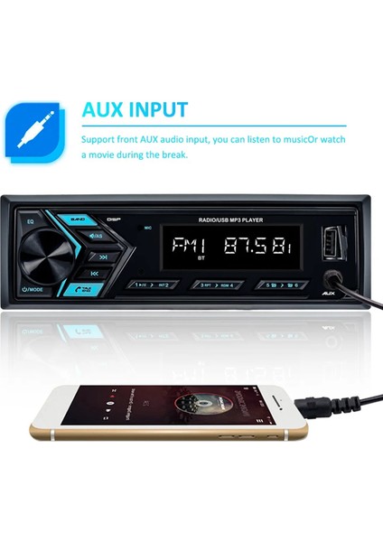Araba Mp3 Çalar 1 Din USB Fm Radyo Tuner LED Segment Ekranlı Aux Girişi USB Bluetooth Multimedya Oto Radyo Çalar (Yurt Dışından) indirimleri