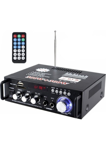 600W Ac 110V Bluetooth Amplifikatör 2ch Hıfı Ses Stereo Güç Amp USB Fm Radyo Amplifikatörü Uzaktan Kumandalı Abd Fişi (Yurt Dışından)