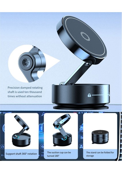 Q12 Manyetik Araç Telefon Tutucu Mıknatıs Vakumlu Vakum Kupası Standı Katlanabilir 360° Ayarlanabilir Braket Akıllı Telefon Için (Yurt Dışından) fırsatları
