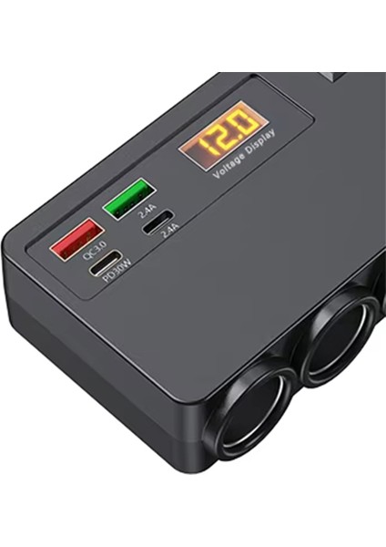 120W Çok Fonksiyonlu Araç Şarj Cihazı Usb/type-C Hızlı Şarj Dört Dönüşüm Arayüzü, Dijital Voltaj Göstergesi (Yurt Dışından) fiyatları
