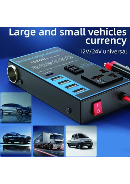 1500W Araba Güç Invertörü 12V 24V Ila 220V Cep Telefonu USB Şarj Kamyon Ev Soketi Otomatik Şarj Cihazı Dönüştürücü Adaptör (Yurt Dışından) modelleri