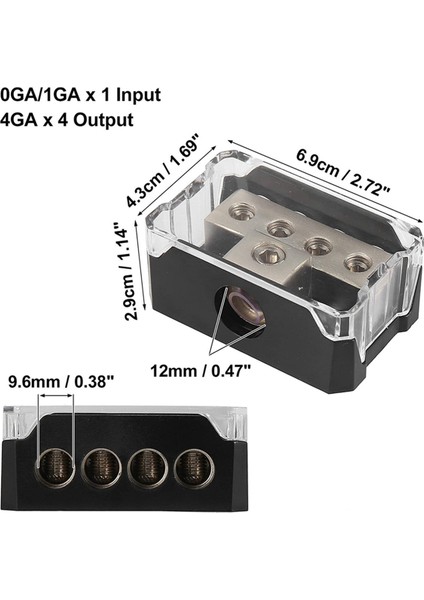 Evrensel Araba Ses Sistemi Modifikasyonu Güç Kablosu Toprak Kutusu Bir Giriş Dört Çıkış Dağıtım Kutusu 1x 0ga Giriş 4X4GA Çıkış (Yurt Dışından) indirimleri