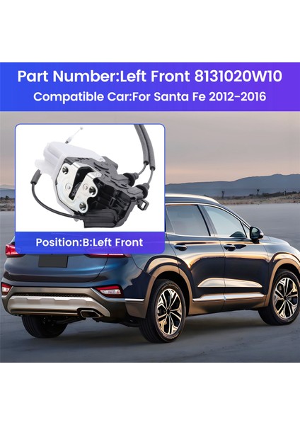 Sol Ön Kapı Kilidi Aktüatörü Kapı Kilidi Aktüatörü Mandal Motoru 8131020W10 Hyundai Santa Fe 2012-2016 Için (Yurt Dışından) fırsatları