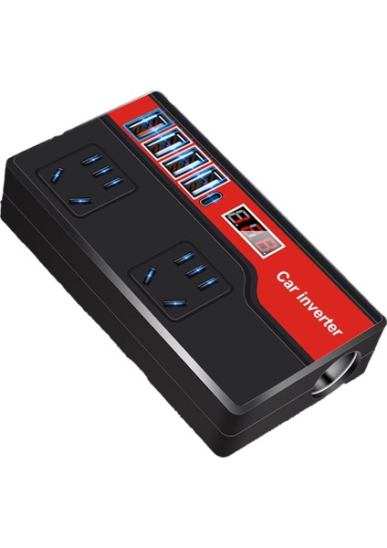 Araba Güç Invertörü Dc 12V/24V'DAN Ac 220V'A Otomatik Güç Dönüştürücü 2000W 4usb Portlu Dijital Ekranlı Araba Güç Adaptörleri, A (Yurt Dışından)