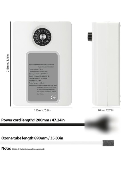 Aktif Ozon Jeneratör Temizleyici 2000MG/S Hava Tazeleme Su Meyvesi Sebze Gıda Gıda Ozon Verimli Iyonlaştırıcı Ab Tıkacı (Yurt Dışından) fırsatları