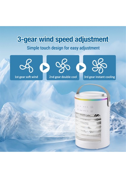 Yeni Zamanlayıcı Hava Soğutucu Renkli Atmosfer Işık Sprey Soğutma Masaüstü Klima Ev Ofis Su Soğutma Fanı (Yurt Dışından)
