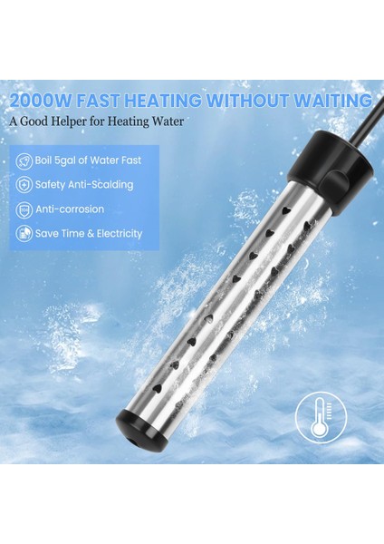 Daldırma Su Isıtıcı, 304 Paslanmaz Çelik Koruma ile 1500W Taşınabilir Kova Isıtıcı, Elektrikli Su Isıtıcısı Abd Fişini Isıtır (Yurt Dışından) fiyatları