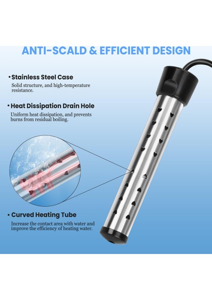 Daldırma Su Isıtıcı, 304 Paslanmaz Çelik Koruma ile 1500W Taşınabilir Kova Isıtıcı, Elektrikli Su Isıtıcısı Abd Fişini Isıtır (Yurt Dışından) modelleri