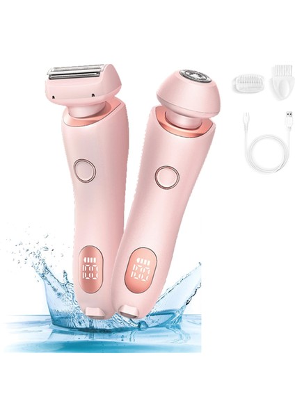 Epilatör Ağrısız Epilasyon Evi 2 Arada 1 Elektrikli Tıraş Makinesi Kadınlar Için Bikini Düzeltici Kasık Saçları Islak ve Kuru, A (Yurt Dışından)