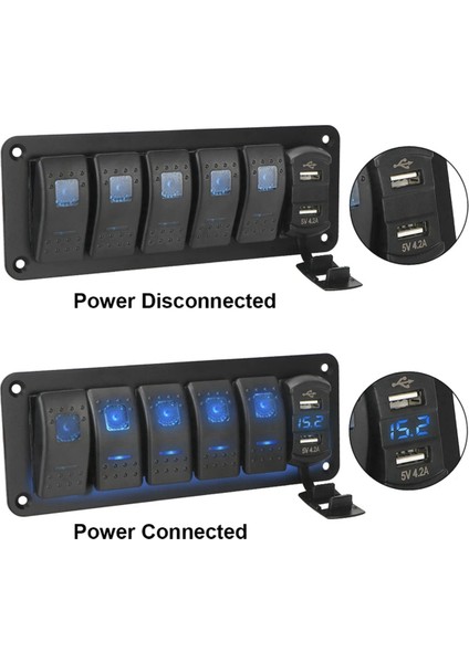 Salıncak Anahtarı Paneli Işık Geçişi Dijital Voltaj Göstergesi 4.2A USB Şarj Portu Araba Deniz Rv Kamyon Için (Yurt Dışından) fırsatları