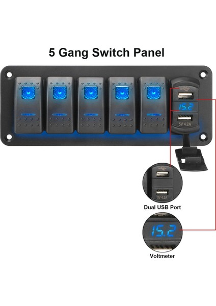 Salıncak Anahtarı Paneli Işık Geçişi Dijital Voltaj Göstergesi 4.2A USB Şarj Portu Araba Deniz Rv Kamyon Için (Yurt Dışından) indirimleri